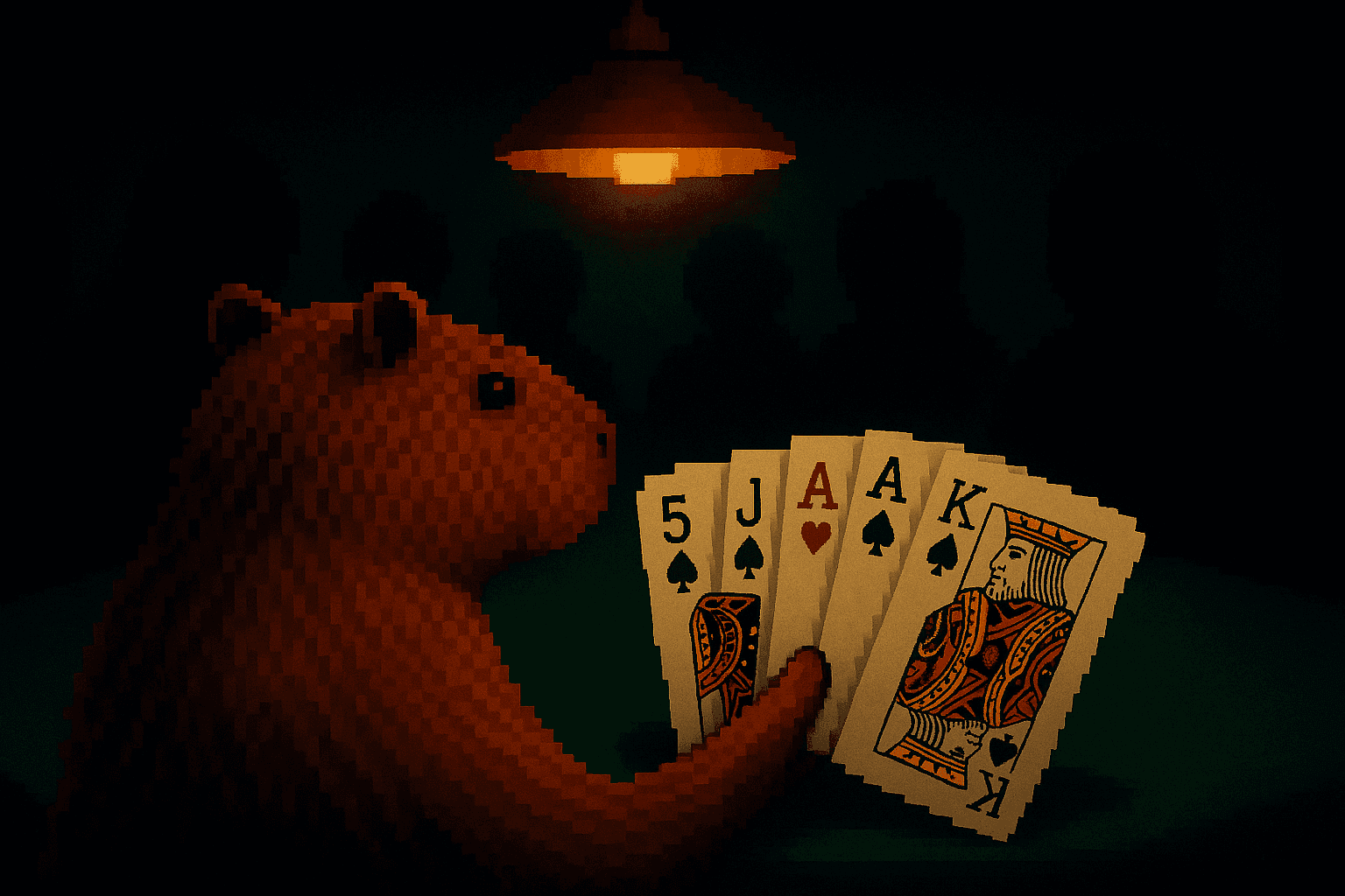 Capybara playing cards